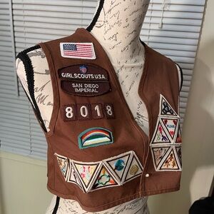 Brown Girl Scouts USA Vest with Patches